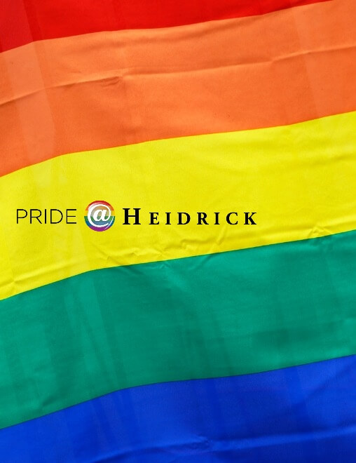 pride flag with heidrick pride logo