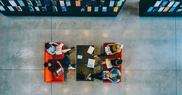 image of people seated from above